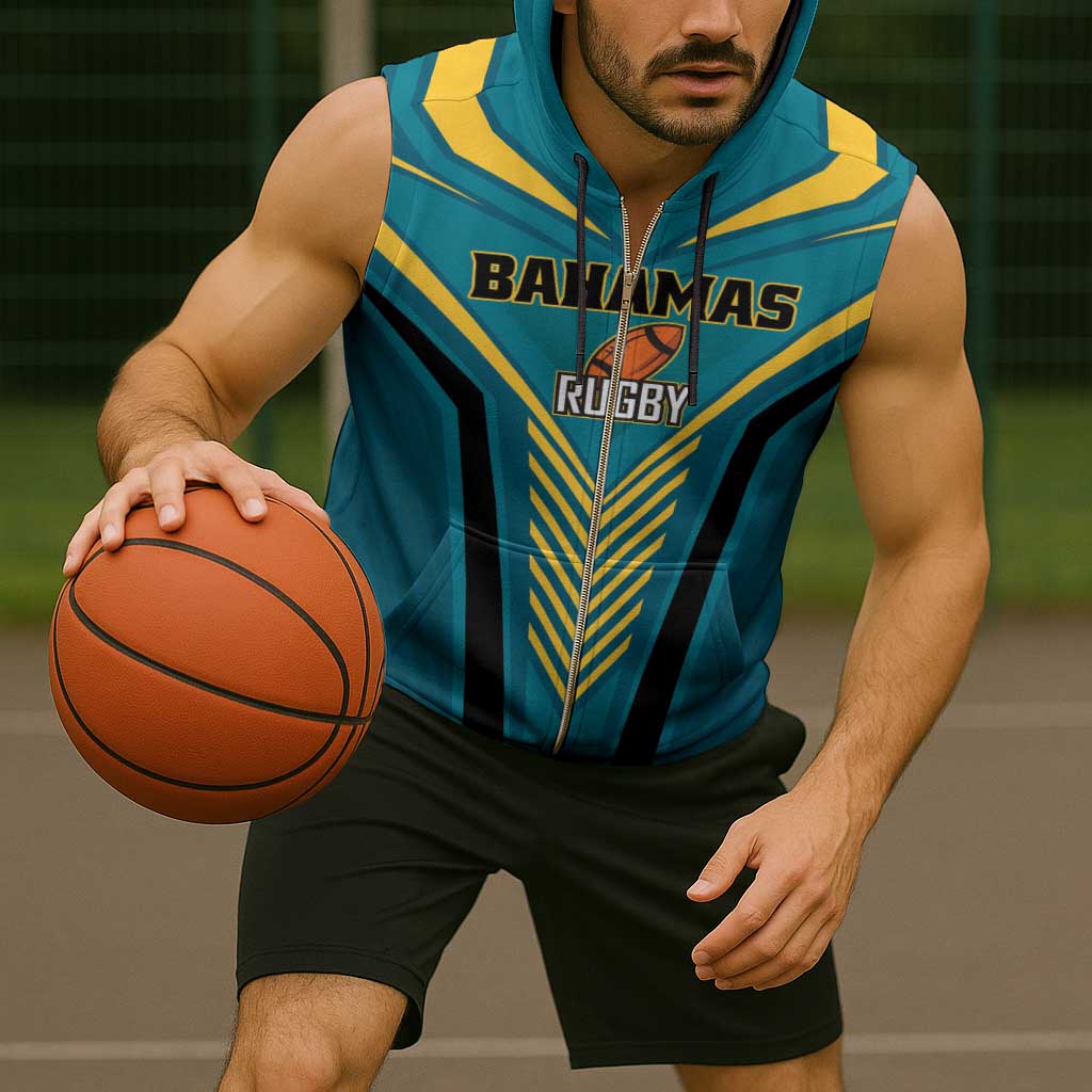 Custom Rugby Bahamas Sleeveless Zip Hoodie The Bahamas Go Champion - Wonder Print Shop