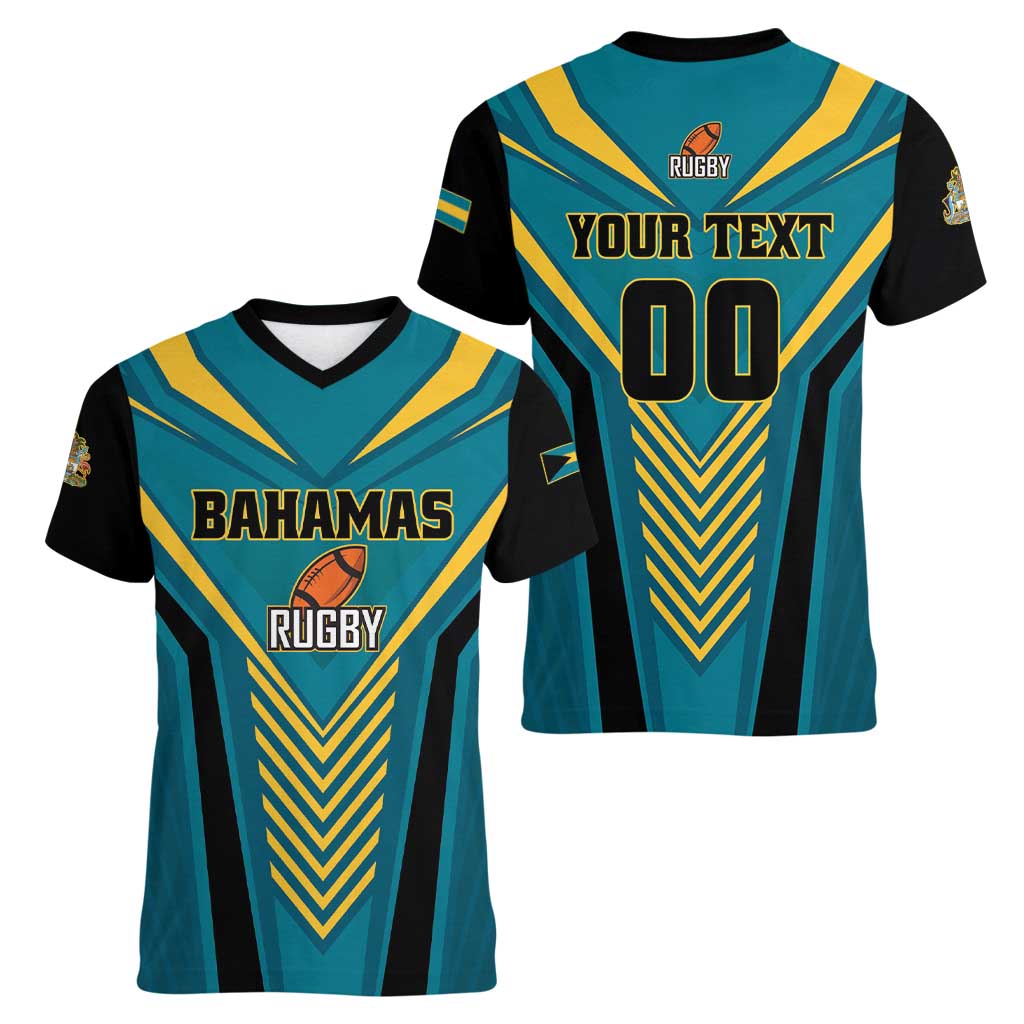 Custom Rugby Bahamas Women V-Neck T-Shirt The Bahamas Go Champion - Wonder Print Shop
