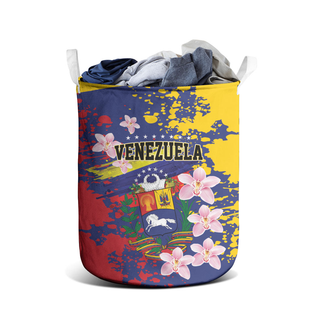 Venezuela Orchid Cattleya Mossiae Laundry Basket Flag Color Inspired