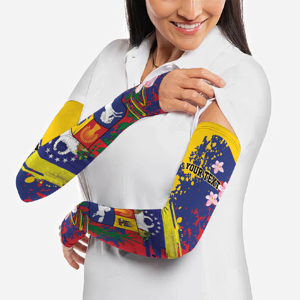 Personalized Venezuela Orchid Cattleya Mossiae Arm Sleeves Flag Color Inspired