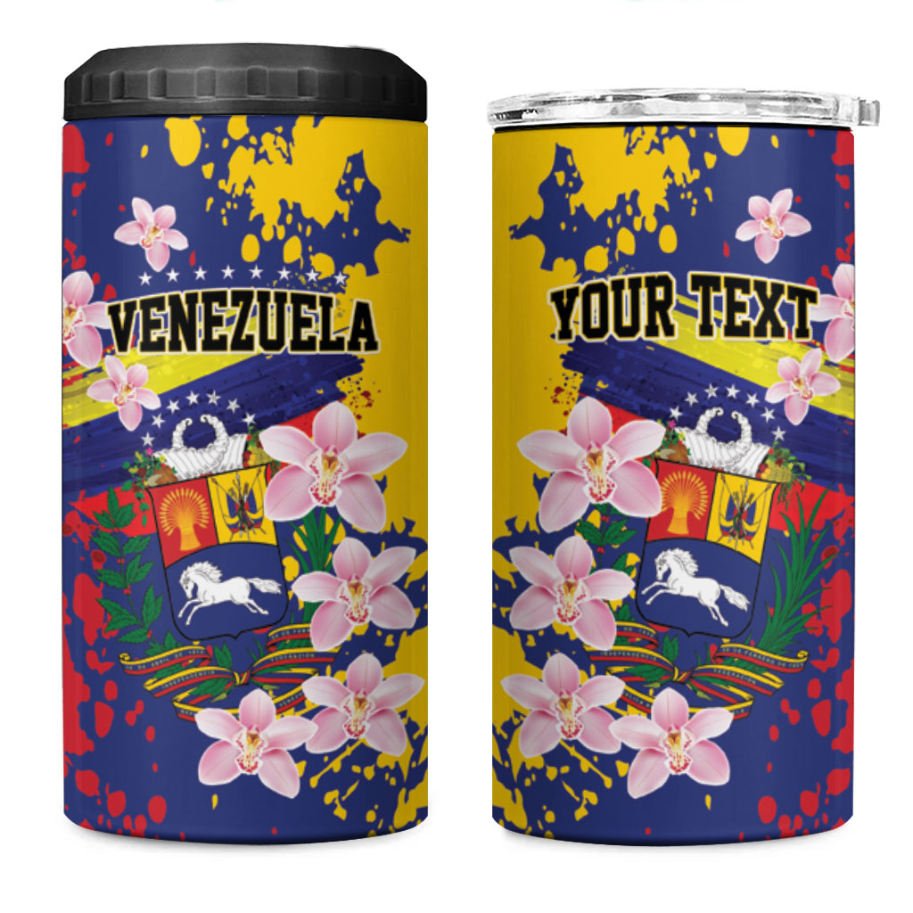 Personalized Venezuela Orchid Cattleya Mossiae 4 in 1 Can Cooler Tumbler Flag Color Inspired