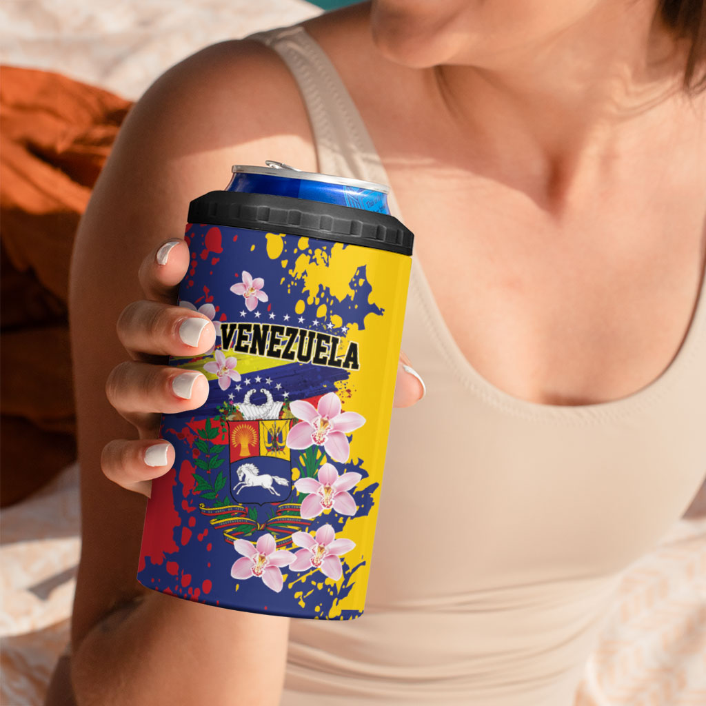 Personalized Venezuela Orchid Cattleya Mossiae 4 in 1 Can Cooler Tumbler Flag Color Inspired