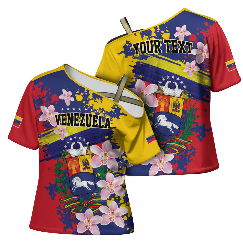 Personalized Venezuela Orchid Cattleya Mossiae Cross Shoulder Shirt Flag Color Inspired