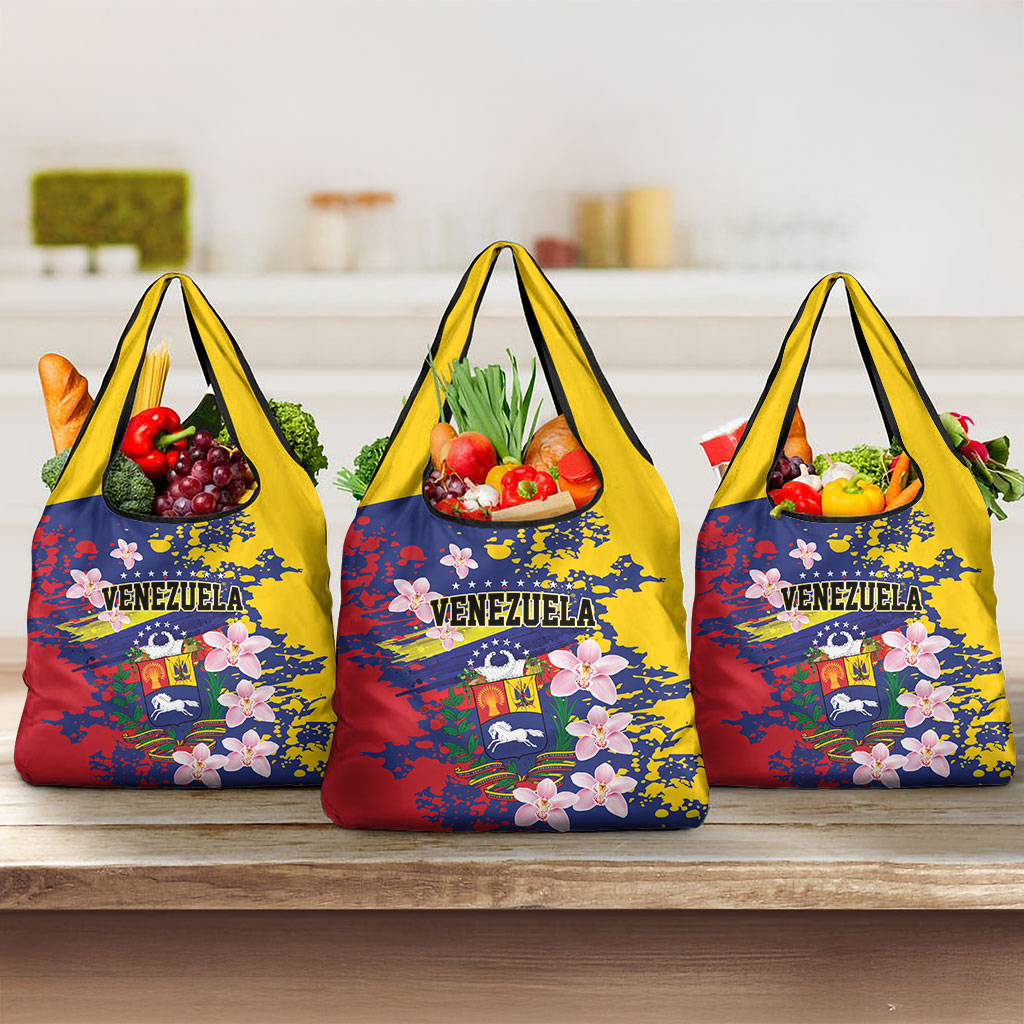 Venezuela Orchid Cattleya Mossiae Grocery Bag Flag Color Inspired