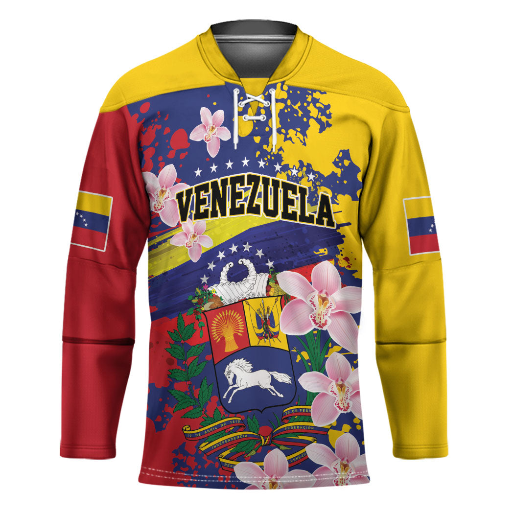 Personalized Venezuela Orchid Cattleya Mossiae Hockey Jersey Flag Color Inspired