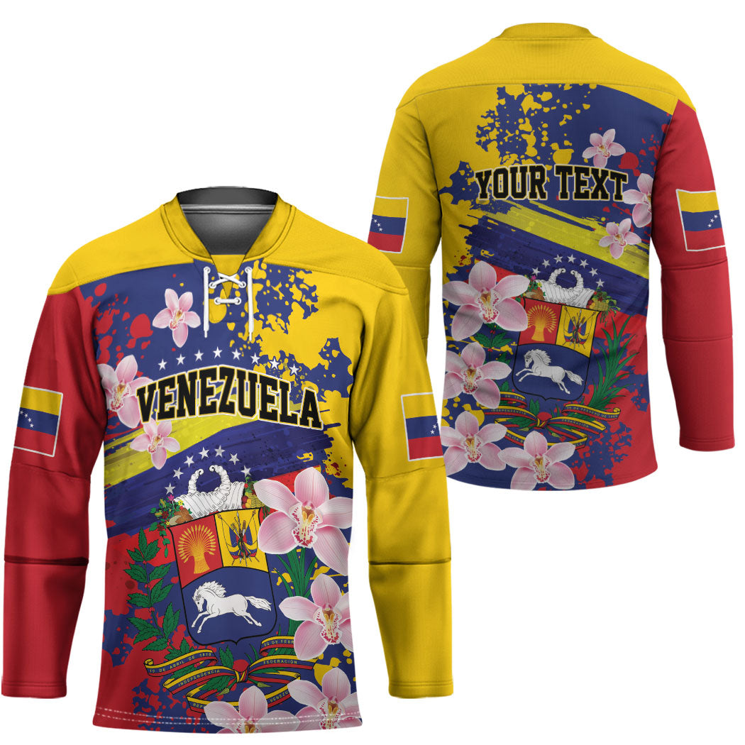 Personalized Venezuela Orchid Cattleya Mossiae Hockey Jersey Flag Color Inspired