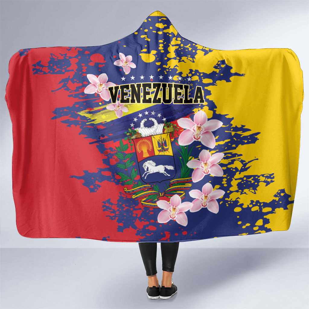 Venezuela Orchid Cattleya Mossiae Hooded Blanket Flag Color Inspired