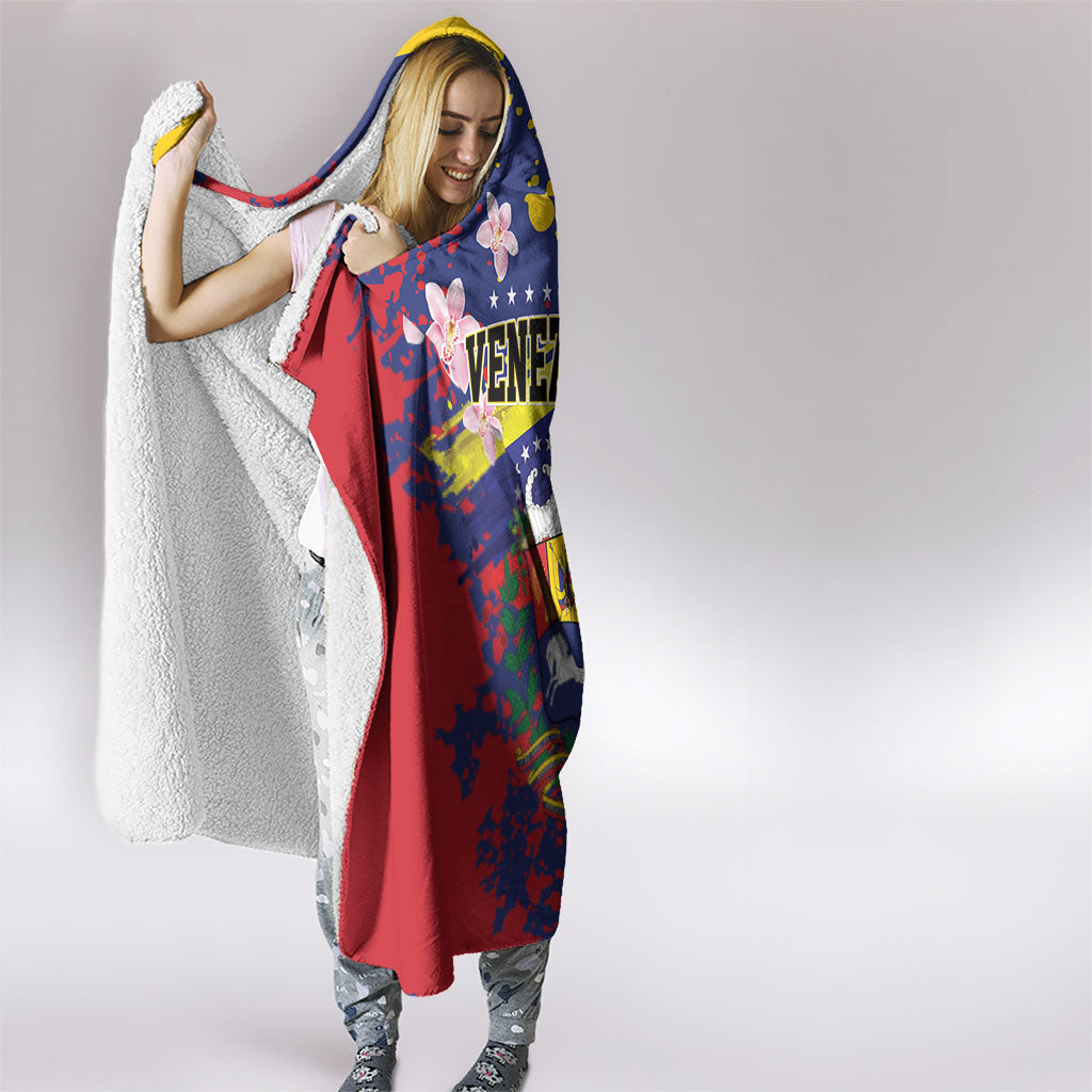 Venezuela Orchid Cattleya Mossiae Hooded Blanket Flag Color Inspired