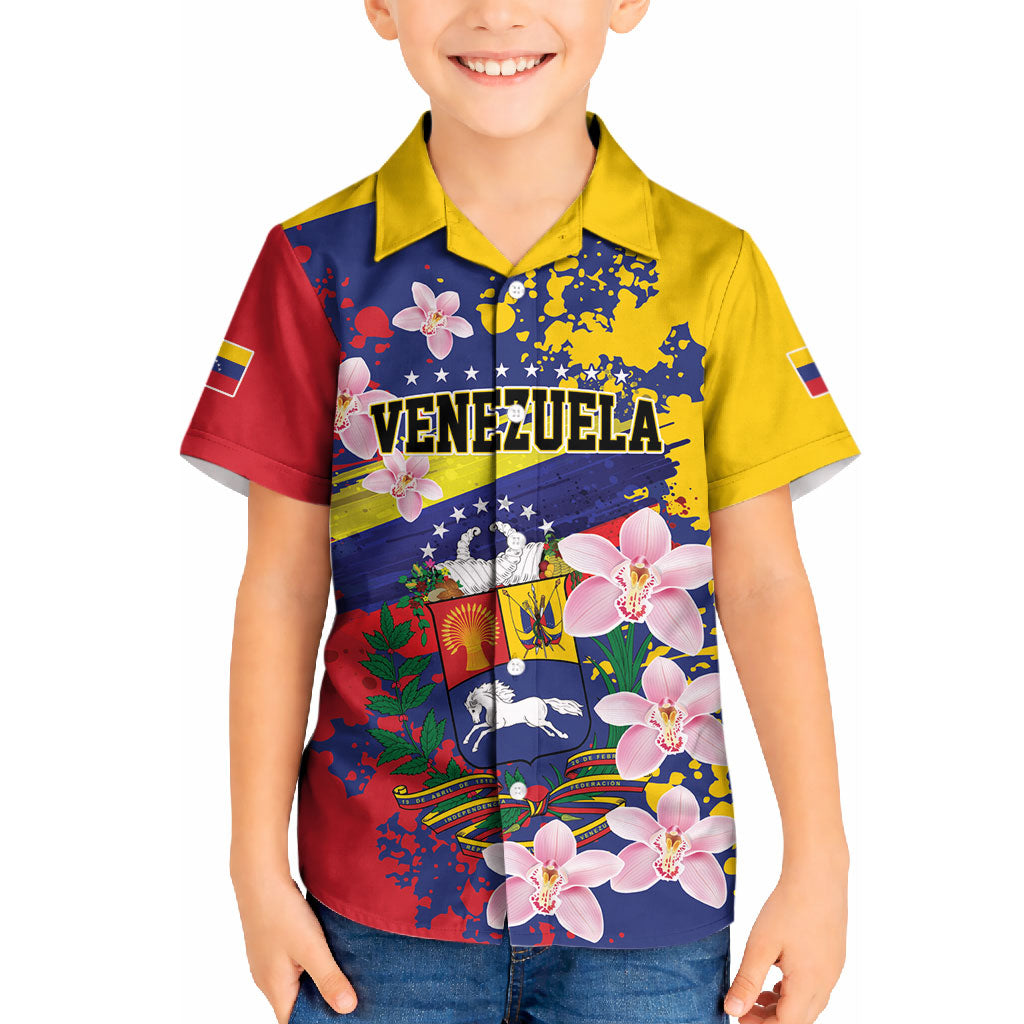 Personalized Venezuela Orchid Cattleya Mossiae Kid Hawaiian Shirt Flag Color Inspired
