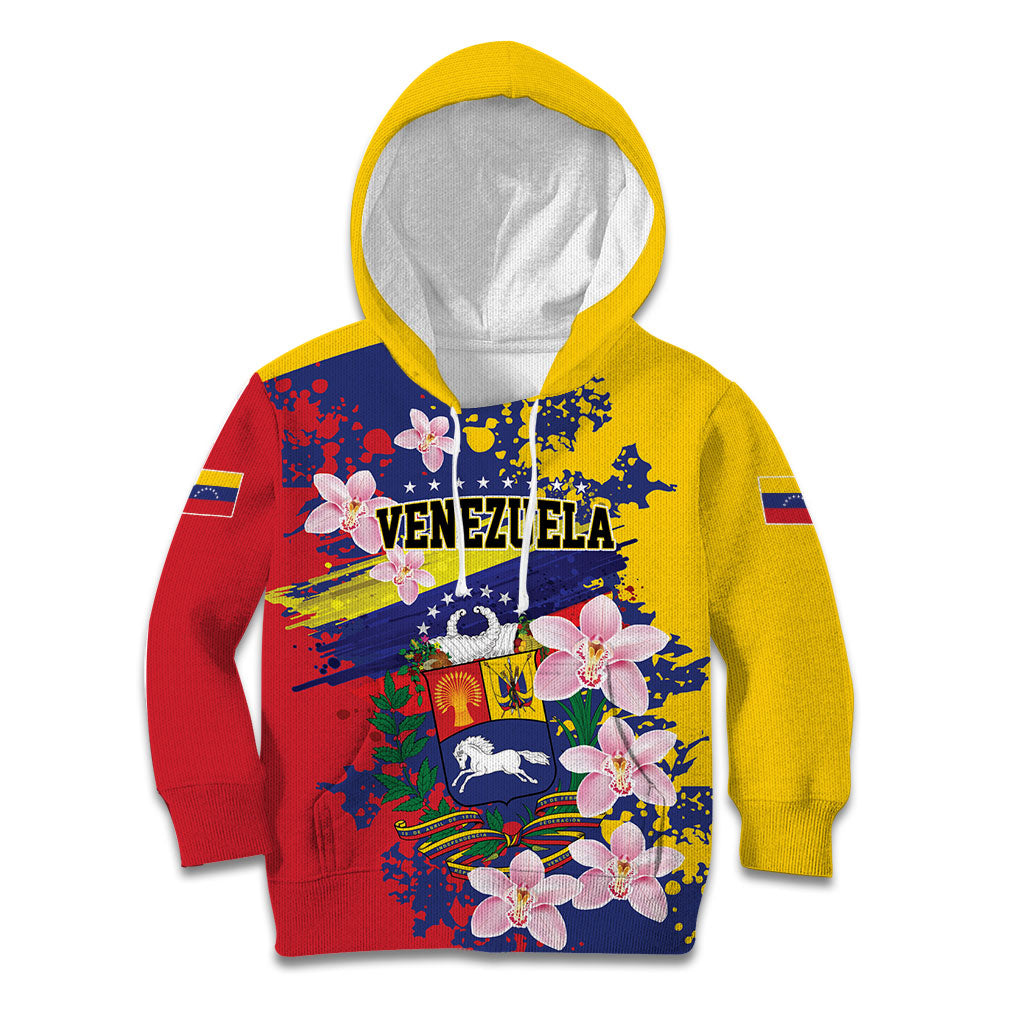 Personalized Venezuela Orchid Cattleya Mossiae Kid Hoodie Flag Color Inspired