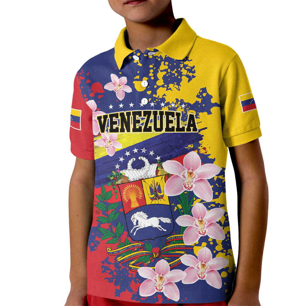 Personalized Venezuela Orchid Cattleya Mossiae Kid Polo Shirt Flag Color Inspired