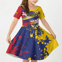 Personalized Venezuela Orchid Cattleya Mossiae Kid Short Sleeve Dress Flag Color Inspired