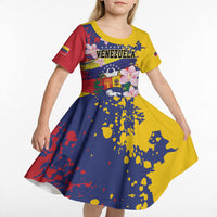Personalized Venezuela Orchid Cattleya Mossiae Kid Short Sleeve Dress Flag Color Inspired