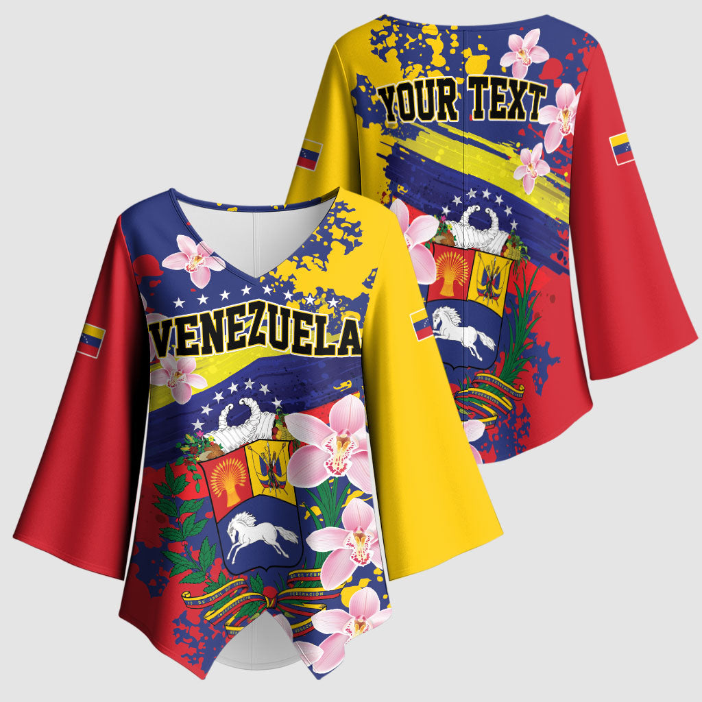Personalized Venezuela Orchid Cattleya Mossiae Kimono Sleeve Blouse Flag Color Inspired