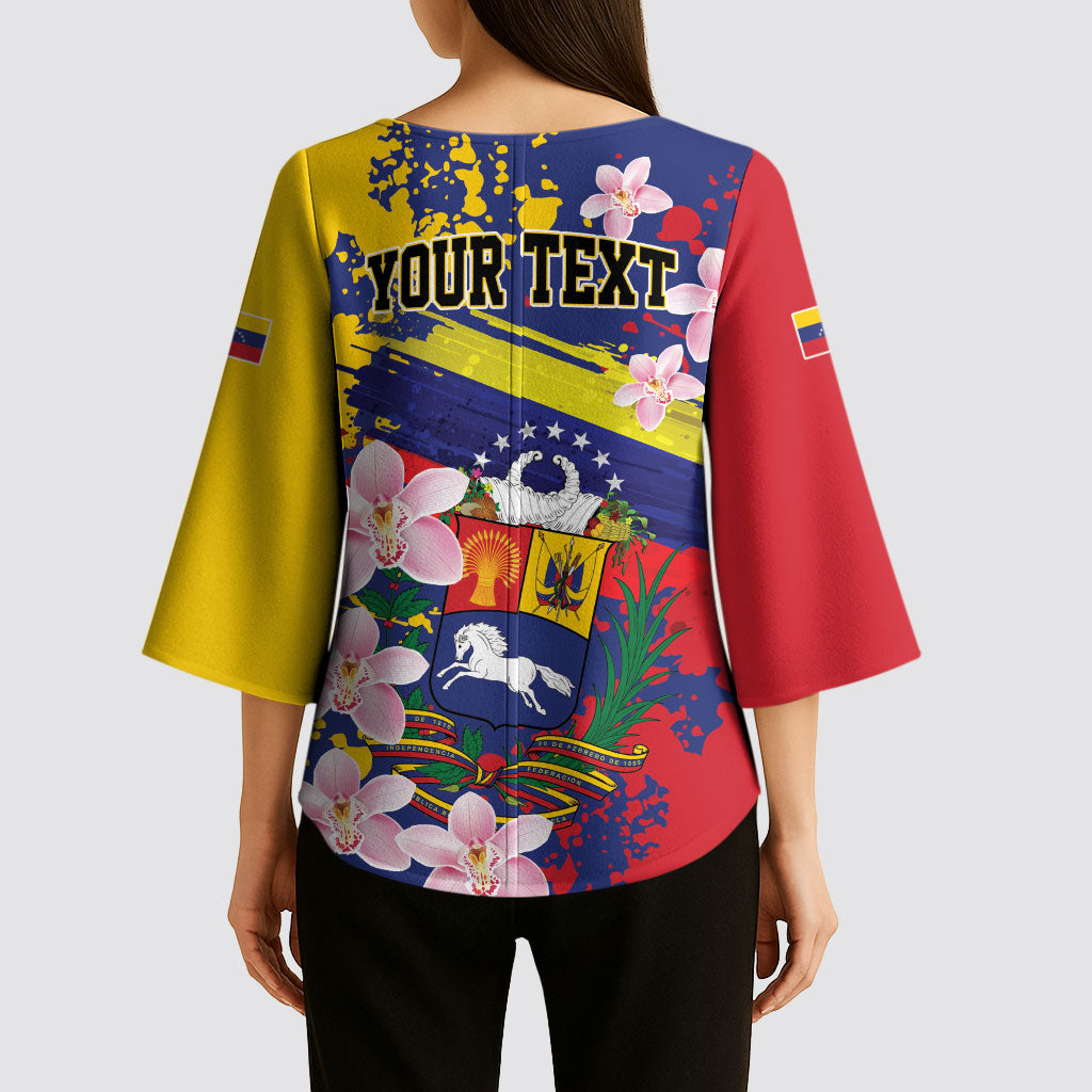 Personalized Venezuela Orchid Cattleya Mossiae Kimono Sleeve Blouse Flag Color Inspired