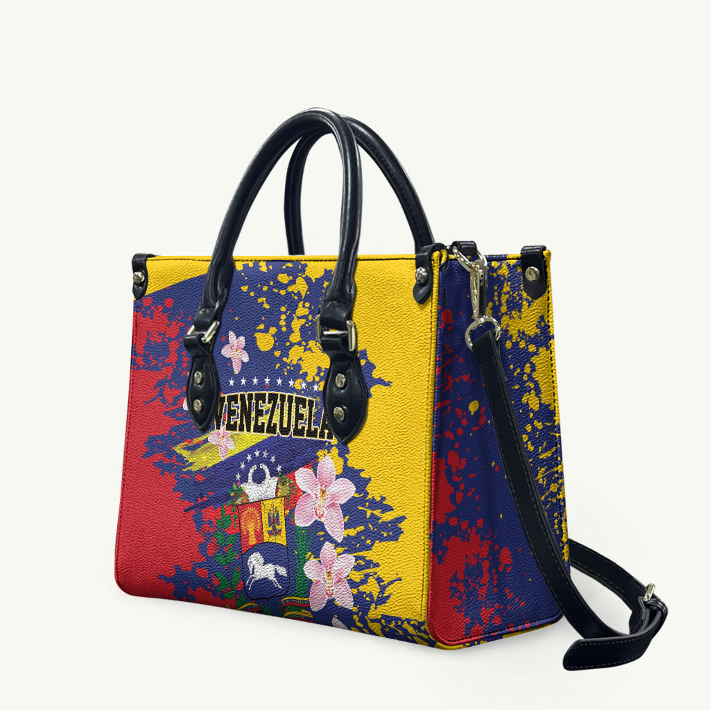 Venezuela Orchid Cattleya Mossiae Leather Bag Flag Color Inspired