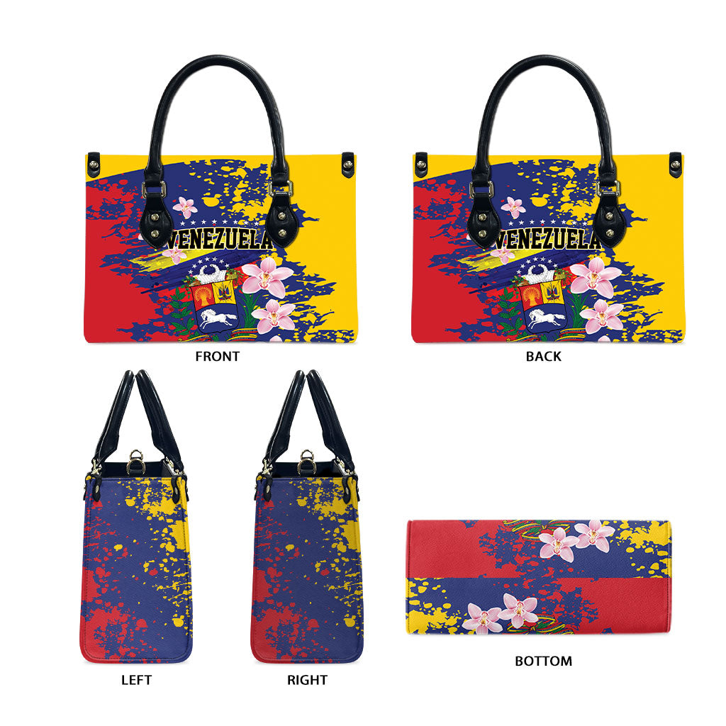 Venezuela Orchid Cattleya Mossiae Leather Bag Flag Color Inspired