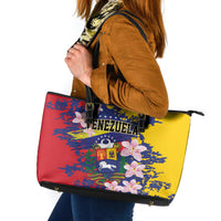 Venezuela Orchid Cattleya Mossiae Leather Tote Bag Flag Color Inspired