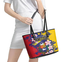 Venezuela Orchid Cattleya Mossiae Leather Tote Bag Flag Color Inspired