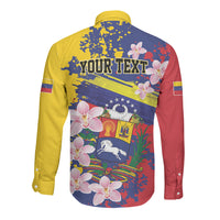 Personalized Venezuela Orchid Cattleya Mossiae Long Sleeve Button Shirt Flag Color Inspired