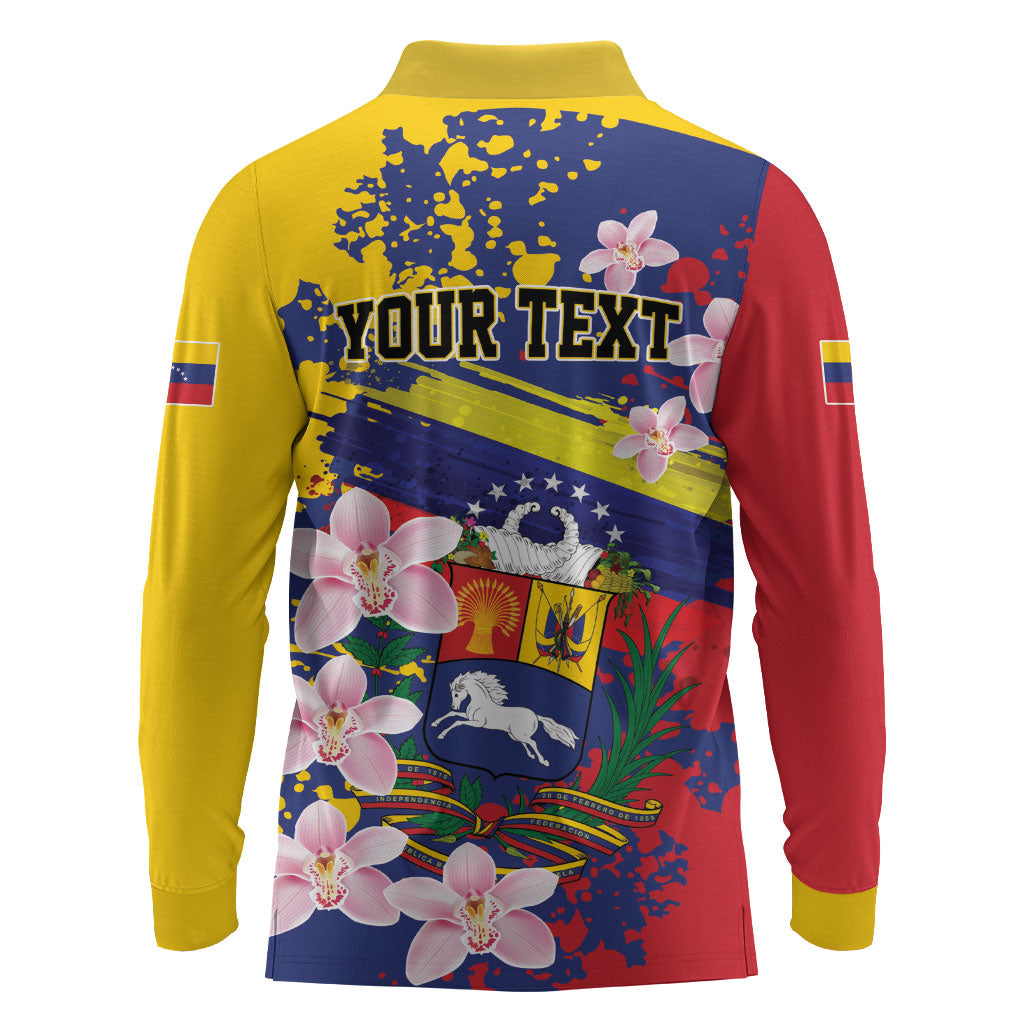 Personalized Venezuela Orchid Cattleya Mossiae Long Sleeve Polo Shirt Flag Color Inspired