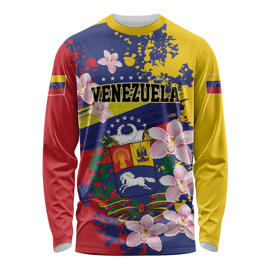 Personalized Venezuela Orchid Cattleya Mossiae Long Sleeve Shirt Flag Color Inspired