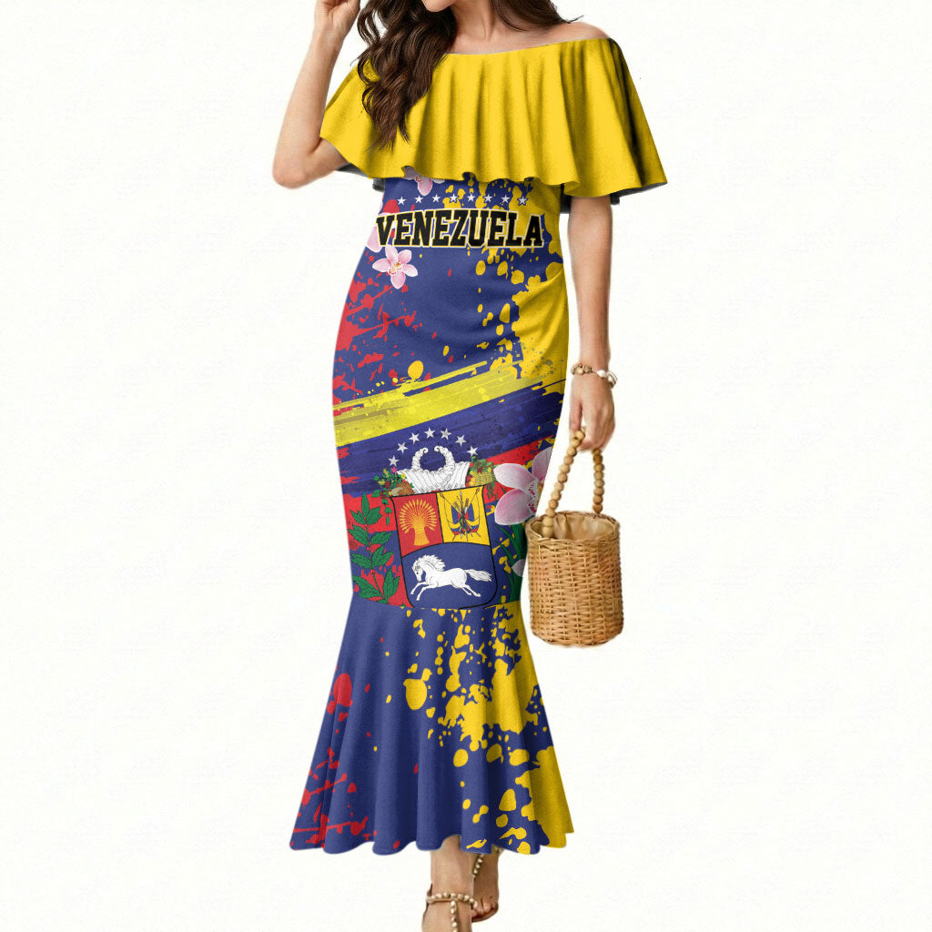 Personalized Venezuela Orchid Cattleya Mossiae Mermaid Dress Flag Color Inspired