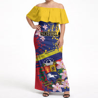 Personalized Venezuela Orchid Cattleya Mossiae Off Shoulder Maxi Dress Flag Color Inspired