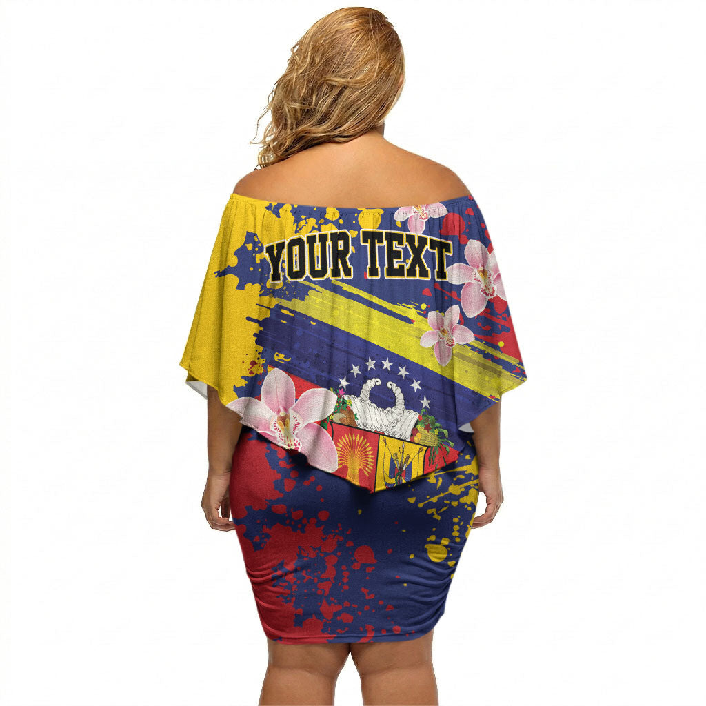 Personalized Venezuela Orchid Cattleya Mossiae Off Shoulder Short Dress Flag Color Inspired