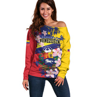 Personalized Venezuela Orchid Cattleya Mossiae Off Shoulder Sweater Flag Color Inspired