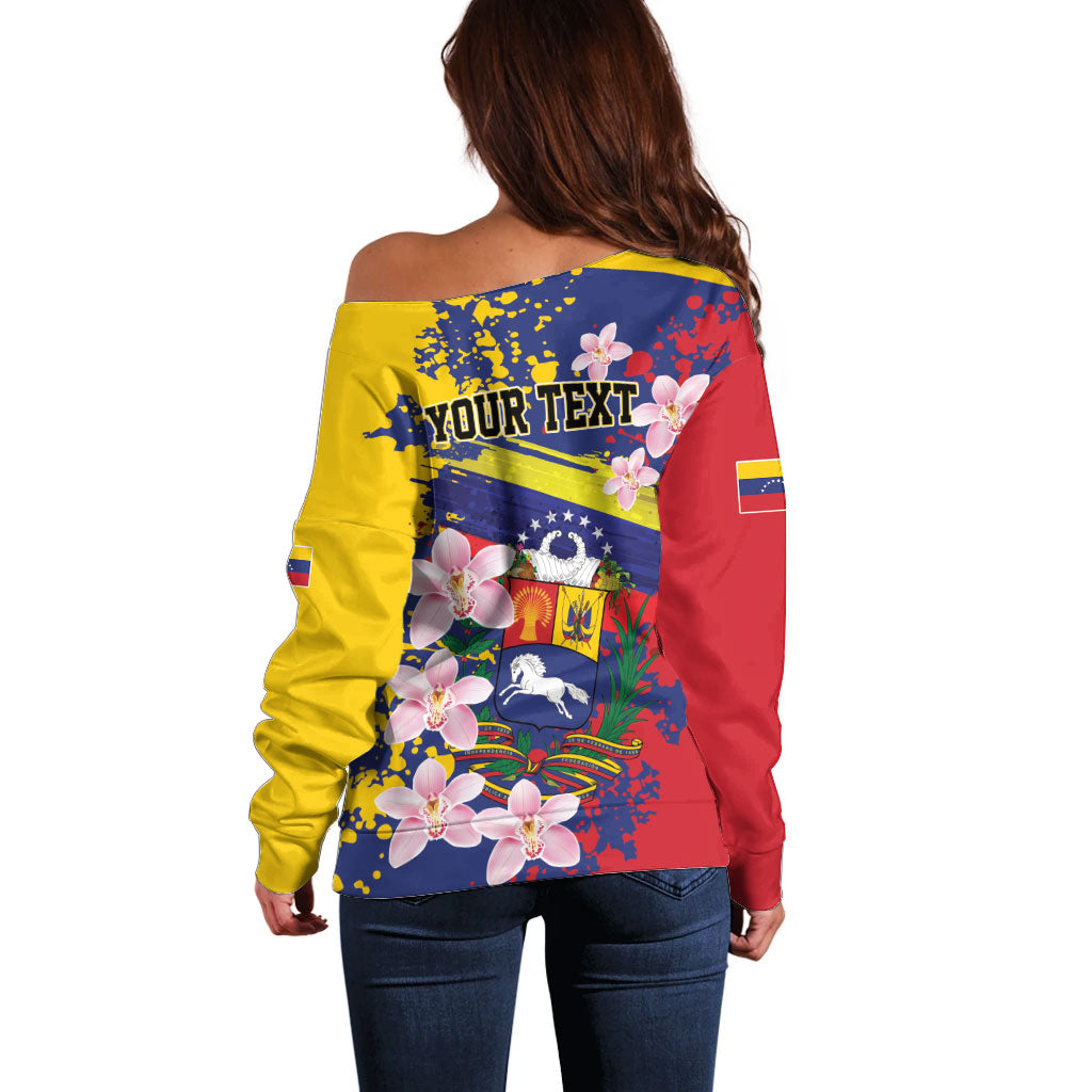 Personalized Venezuela Orchid Cattleya Mossiae Off Shoulder Sweater Flag Color Inspired