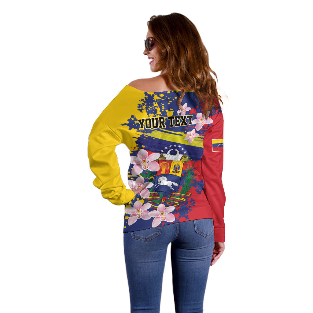 Personalized Venezuela Orchid Cattleya Mossiae Off Shoulder Sweater Flag Color Inspired