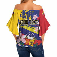 Personalized Venezuela Orchid Cattleya Mossiae Off Shoulder Wrap Waist Top Flag Color Inspired