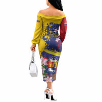 Personalized Venezuela Orchid Cattleya Mossiae Off The Shoulder Long Sleeve Dress Flag Color Inspired