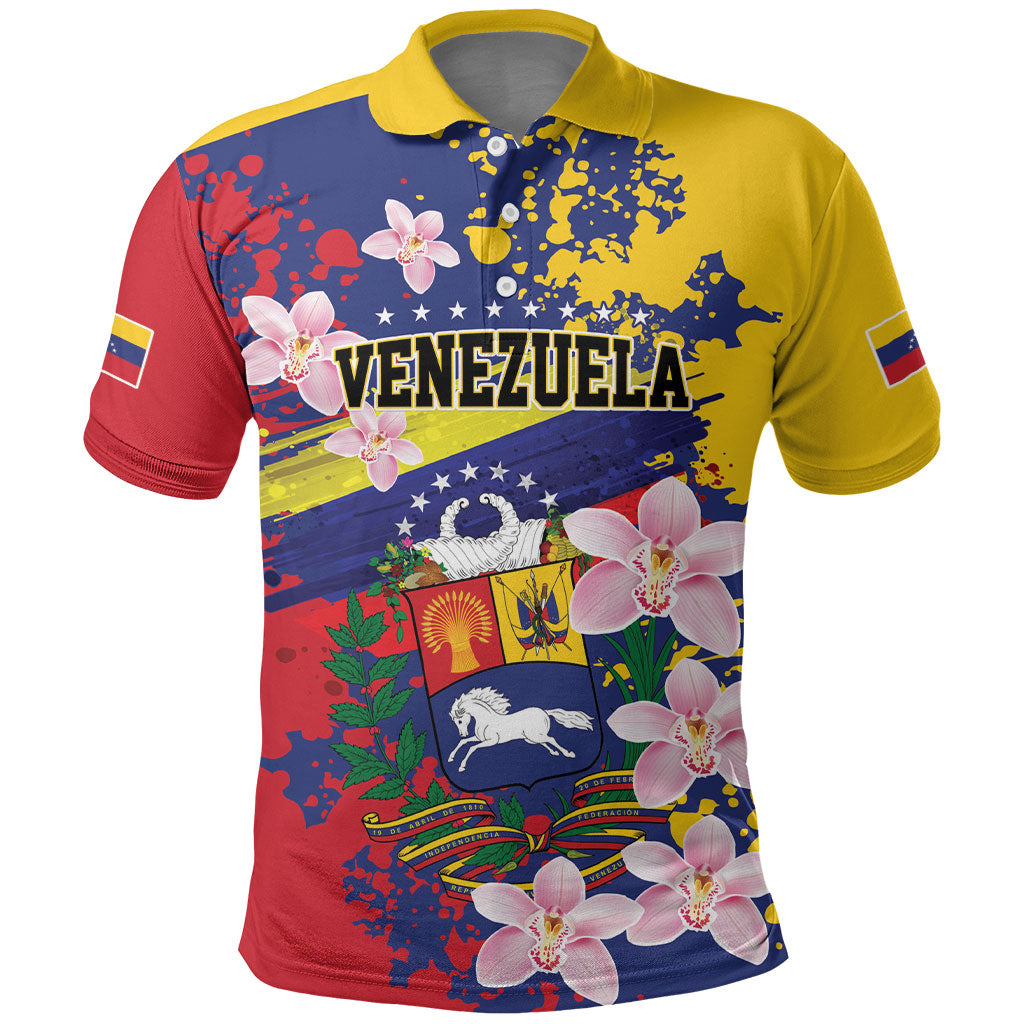 Personalized Venezuela Orchid Cattleya Mossiae Polo Shirt Flag Color Inspired