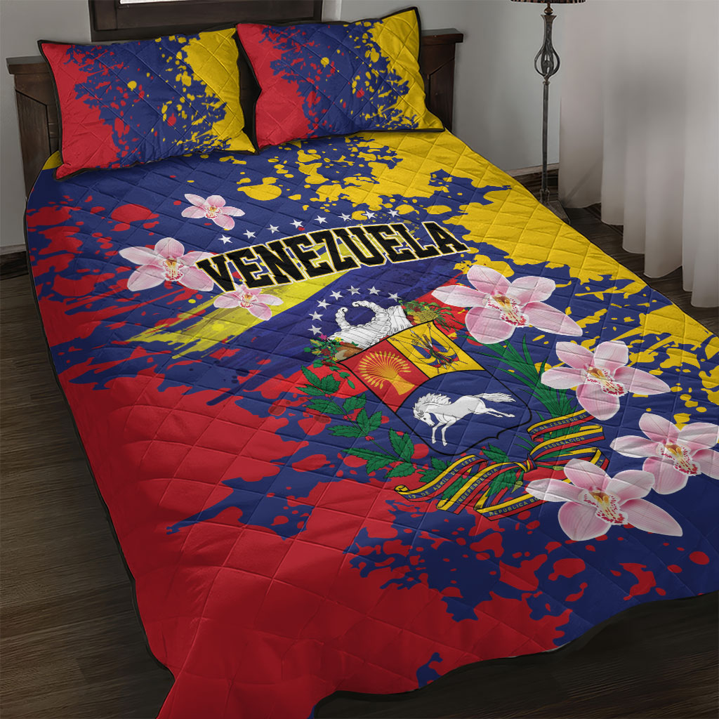 Venezuela Orchid Cattleya Mossiae Quilt Bed Set Flag Color Inspired
