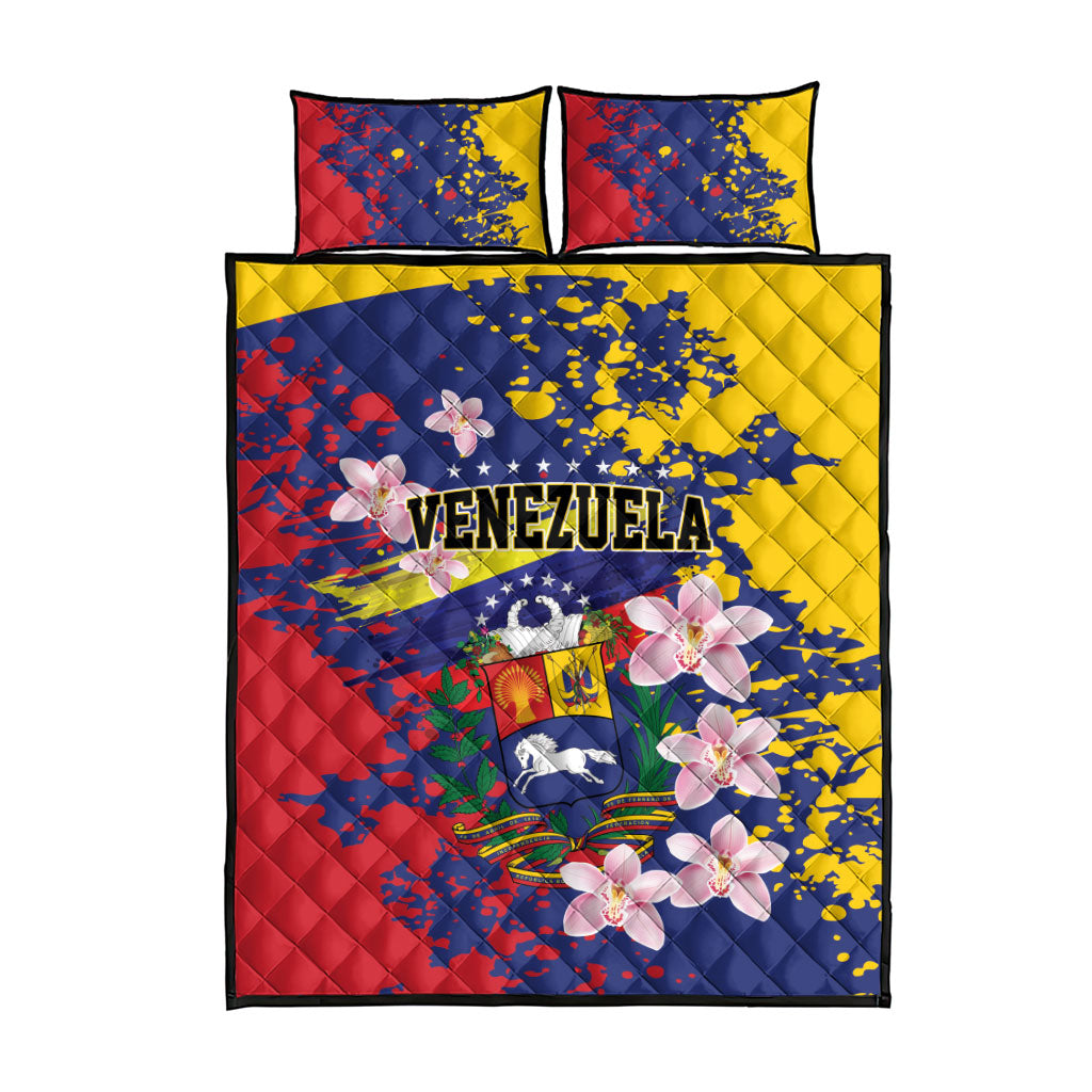 Venezuela Orchid Cattleya Mossiae Quilt Bed Set Flag Color Inspired