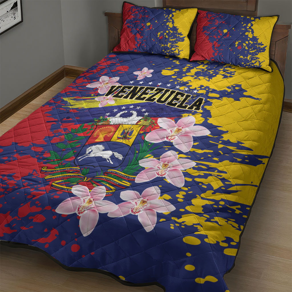 Venezuela Orchid Cattleya Mossiae Quilt Bed Set Flag Color Inspired