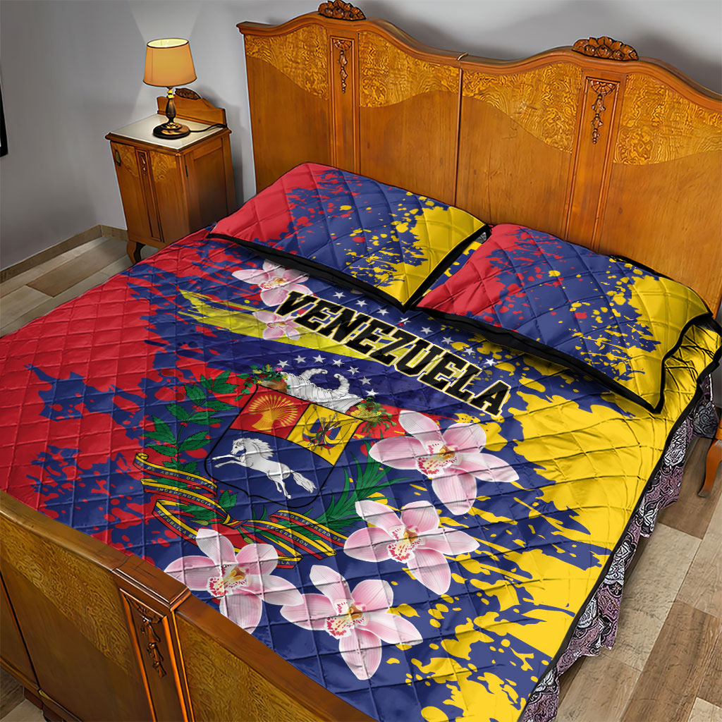 Venezuela Orchid Cattleya Mossiae Quilt Bed Set Flag Color Inspired