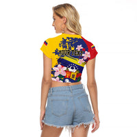 Personalized Venezuela Orchid Cattleya Mossiae Raglan Cropped T Shirt Flag Color Inspired