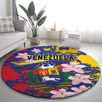 Venezuela Orchid Cattleya Mossiae Round Carpet Flag Color Inspired