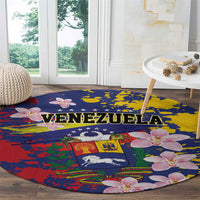 Venezuela Orchid Cattleya Mossiae Round Carpet Flag Color Inspired