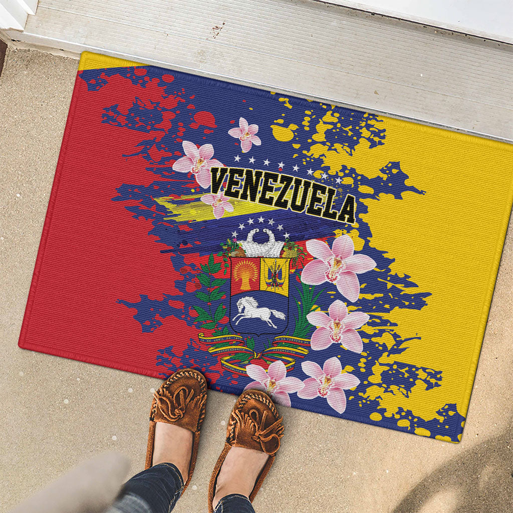 Venezuela Orchid Cattleya Mossiae Rubber Doormat Flag Color Inspired