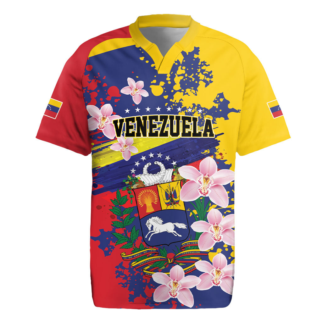 Personalized Venezuela Orchid Cattleya Mossiae Rugby Jersey Flag Color Inspired