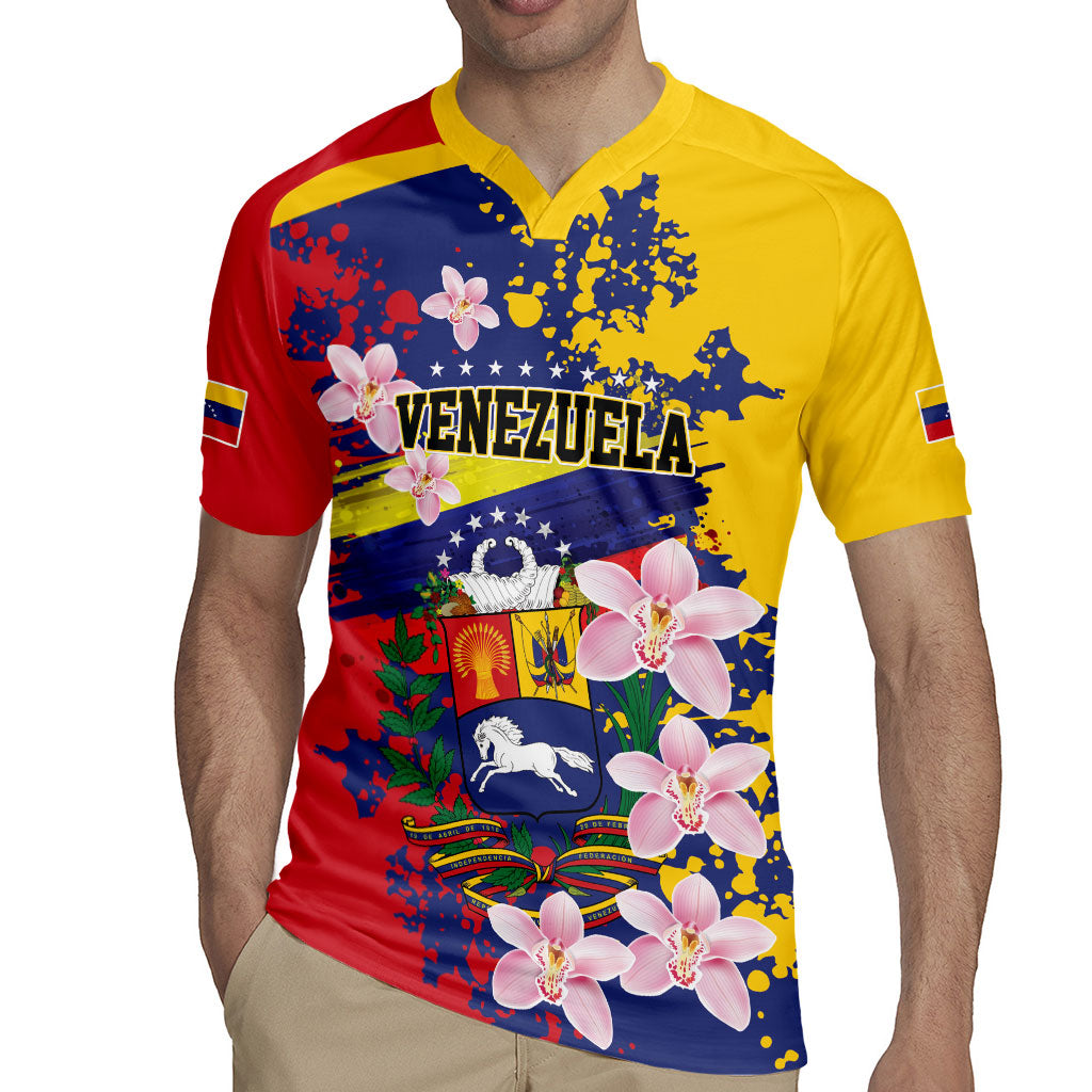 Personalized Venezuela Orchid Cattleya Mossiae Rugby Jersey Flag Color Inspired