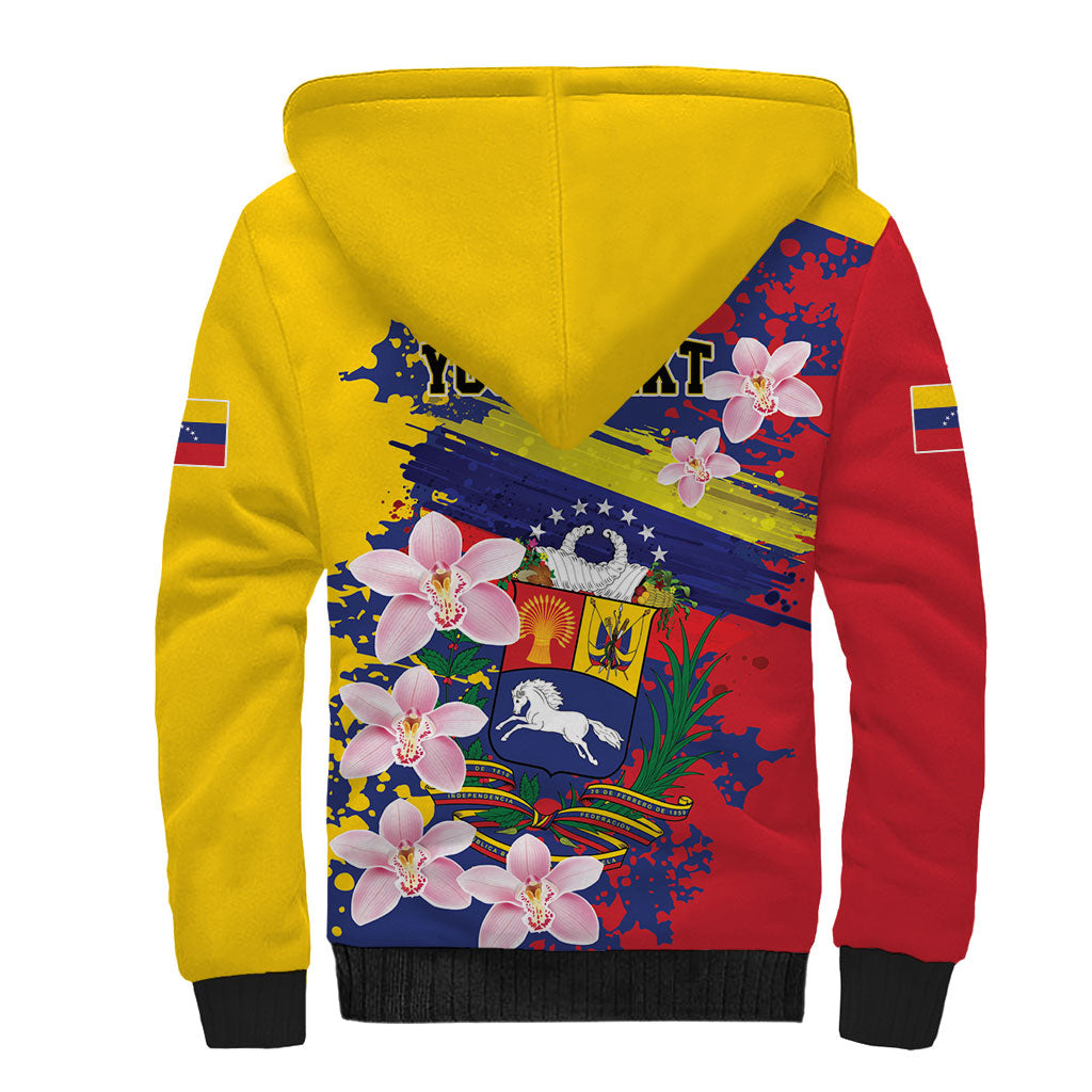 Personalized Venezuela Orchid Cattleya Mossiae Sherpa Hoodie Flag Color Inspired