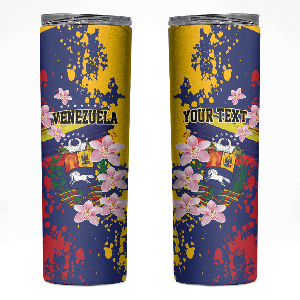 Personalized Venezuela Orchid Cattleya Mossiae Skinny Tumbler Flag Color Inspired