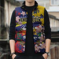 Personalized Venezuela Orchid Cattleya Mossiae Sleeveless Puffer Jacket Flag Color Inspired