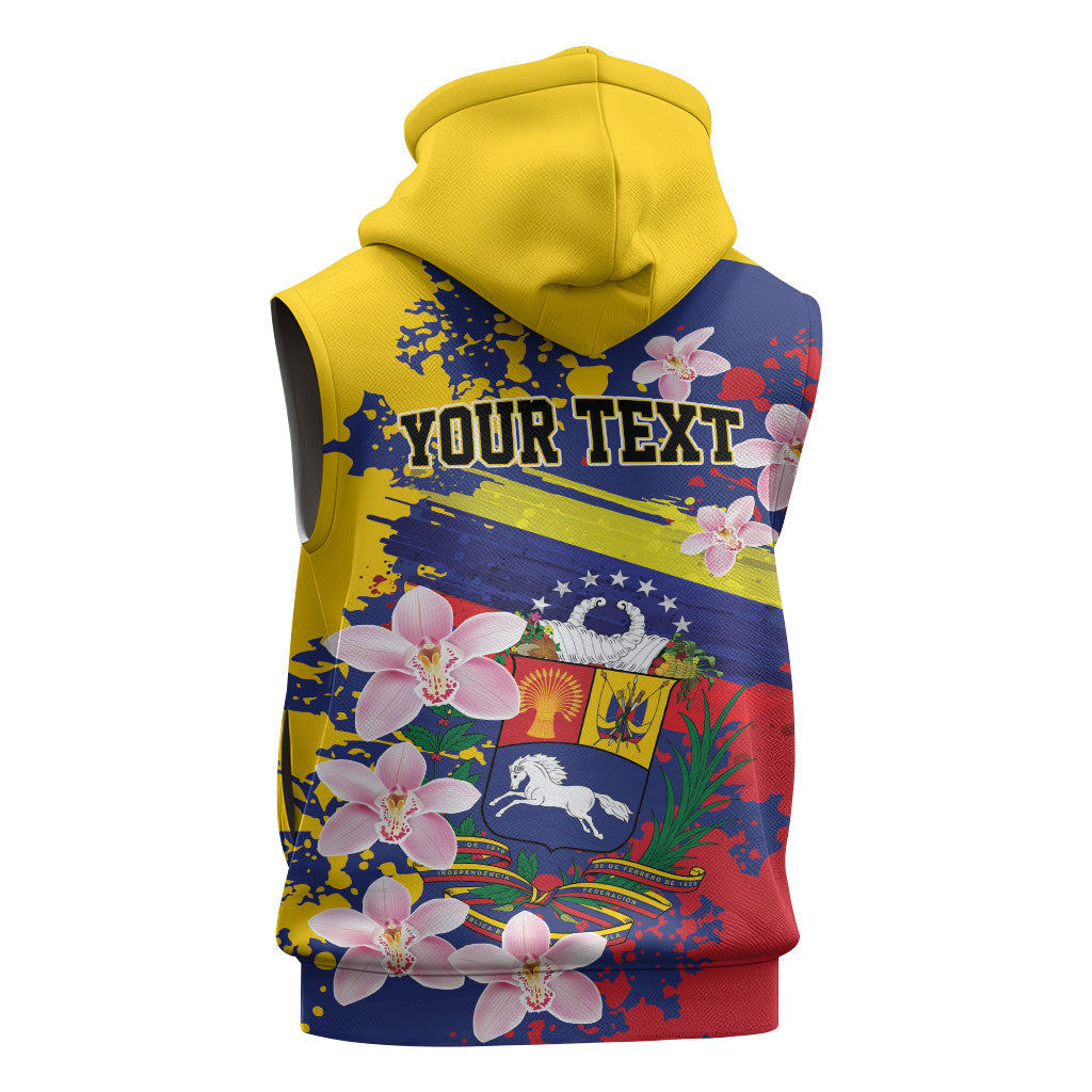 Personalized Venezuela Orchid Cattleya Mossiae Sleeveless Zip Hoodie Flag Color Inspired