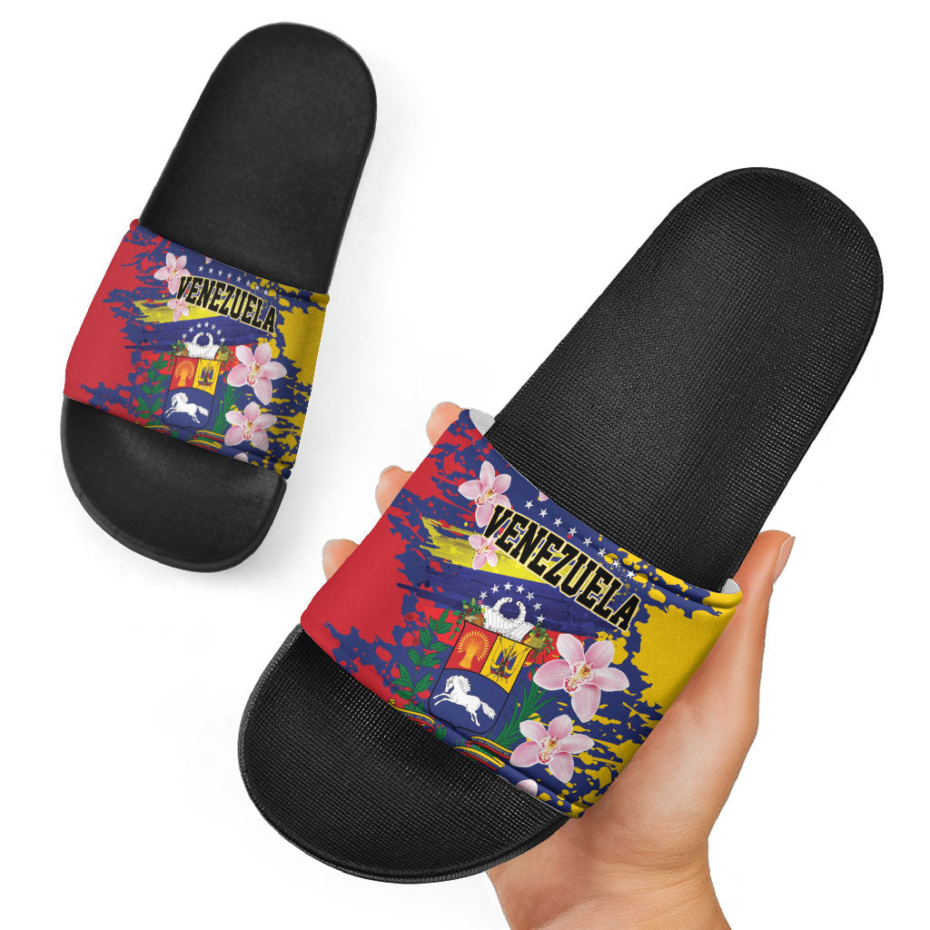 Venezuela Orchid Cattleya Mossiae Slide Sandals Flag Color Inspired